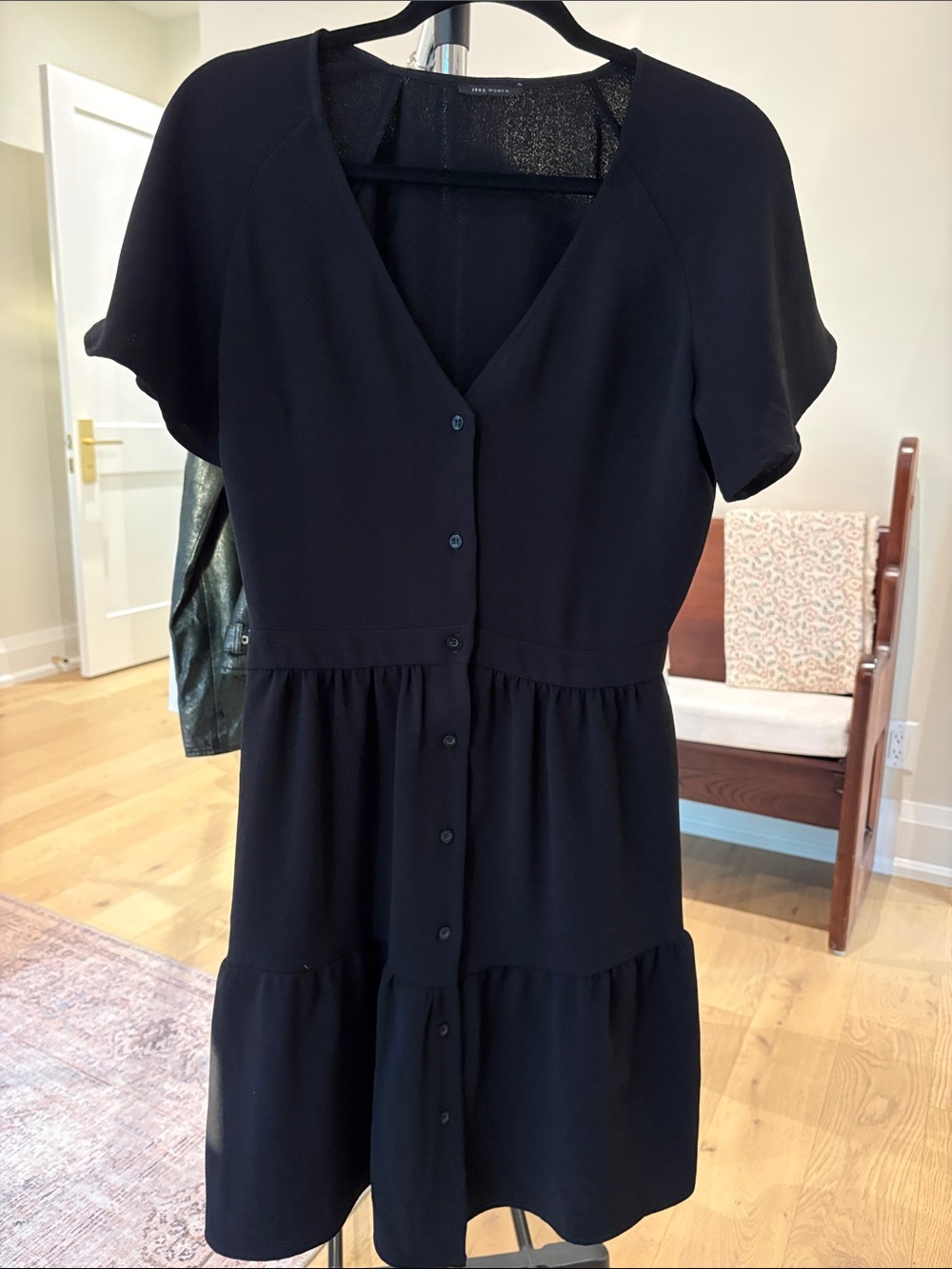 Classic Black Button-Front Mini Dress